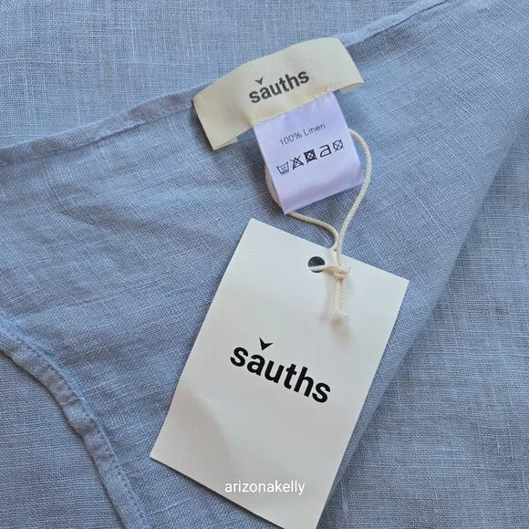 NWT Sauths Linen Scarf Blue - Picture 4 of 10